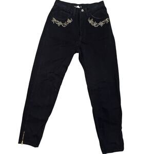 Vtg 80s Guess Georges Marciano Jeans Sz 28 *25x26 Black Denim Tapered Ankle Zip